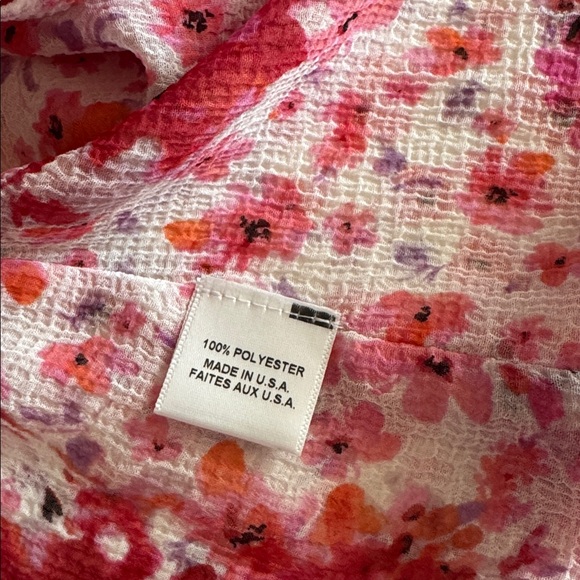 Misa Los Angeles Sybil Gardenia Pink Floral Chiffon Wrap Tie Top Blouse size M - Picture 7 of 10